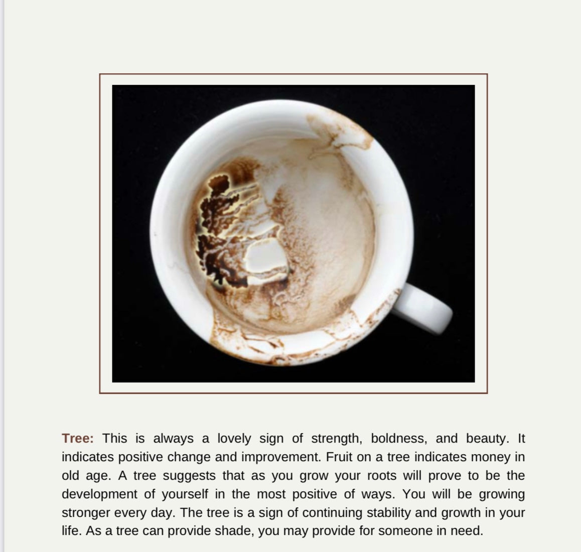 Coffee Reading Glossary
